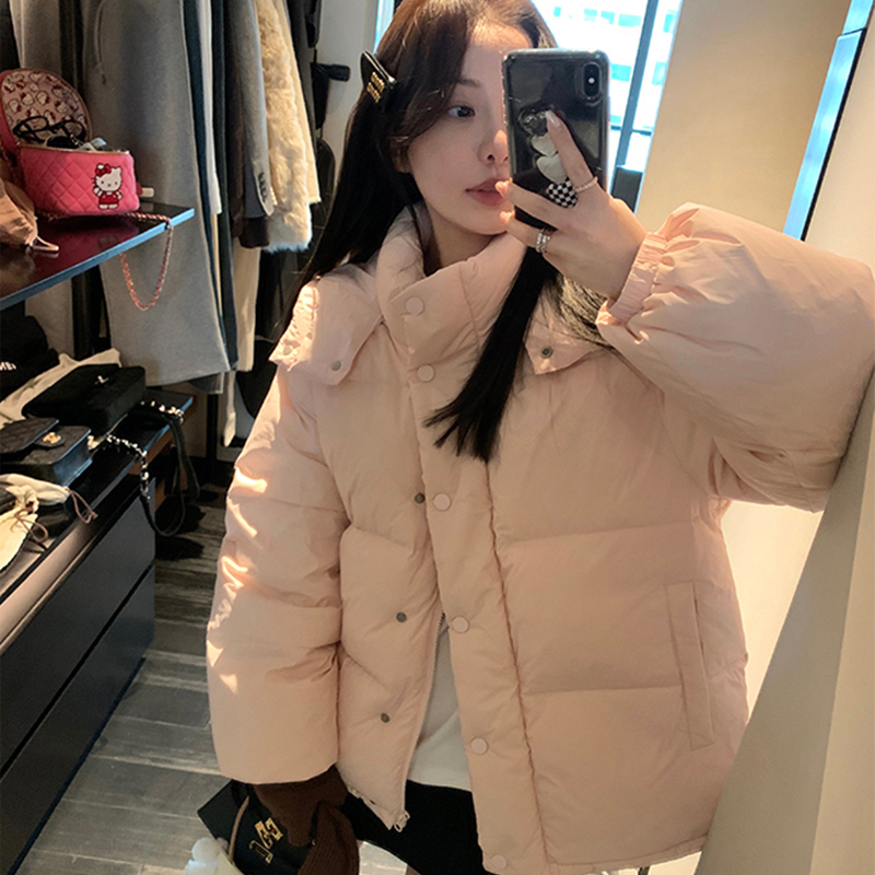 Small fellow down coat pink short bread clothing