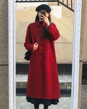 Korean style long overcoat woolen woolen coat for women