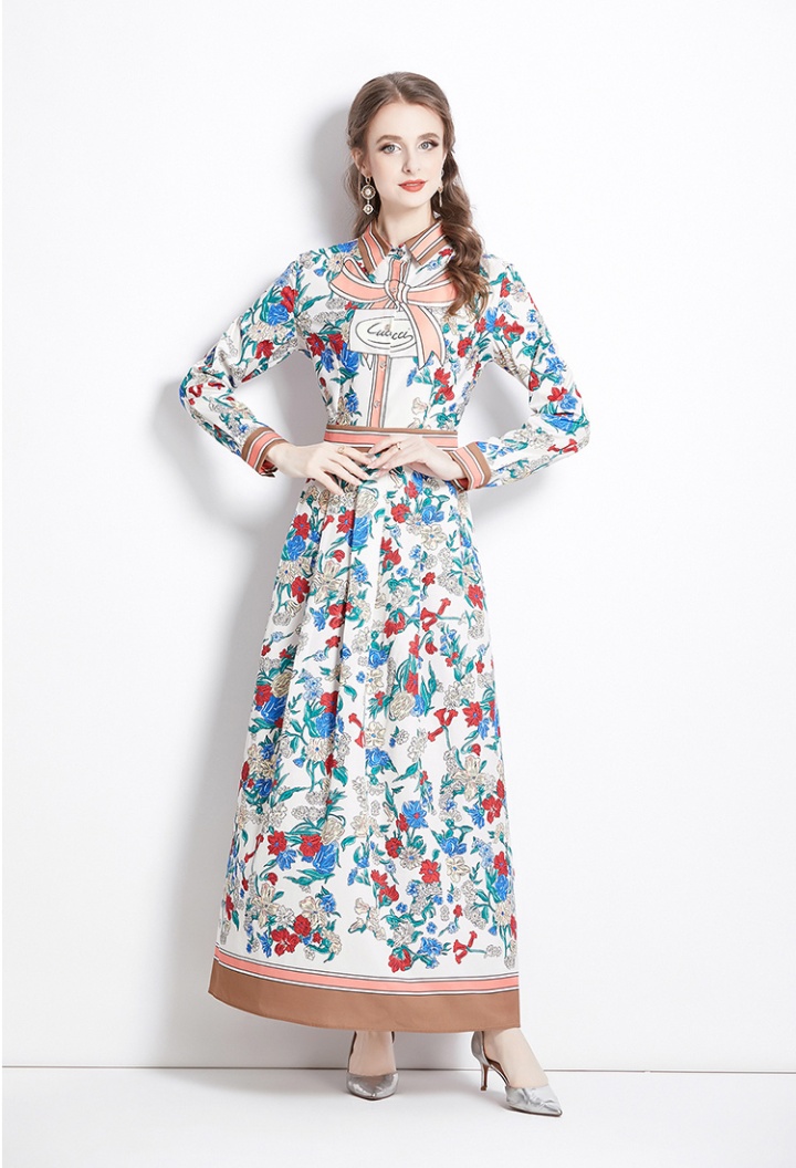 Fashion European style all-match slim printing dress