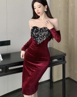Sexy wrapped chest velvet spicegirl enticement dress