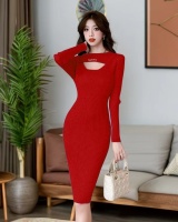 Knitted slim dress temperament long dress for women