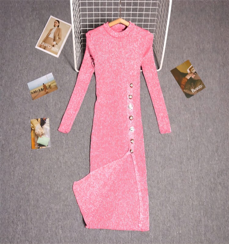 Knitted slim dress temperament long dress for women