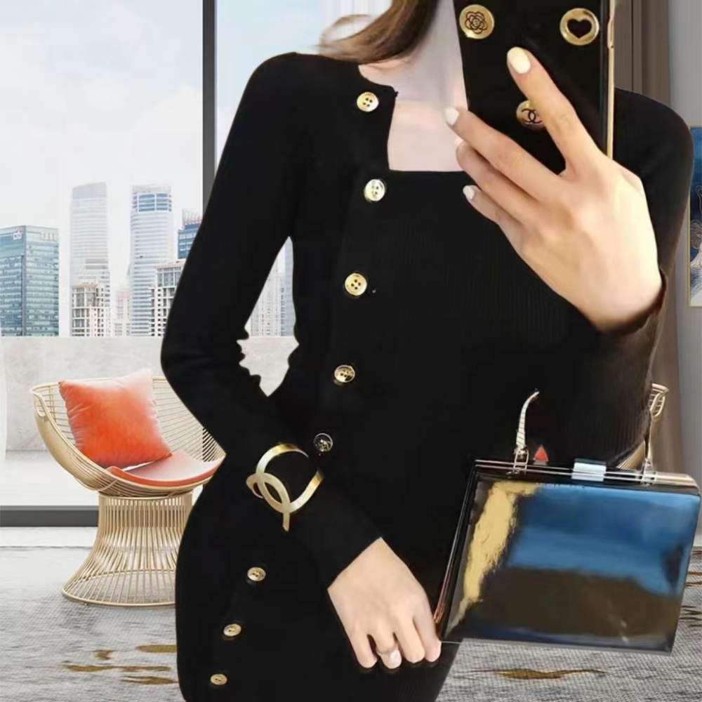 Package hip long sleeve bottoming sweater sexy knitted dress
