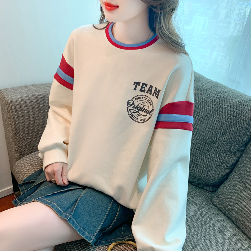 Pullover all-match hoodie round neck coat for women