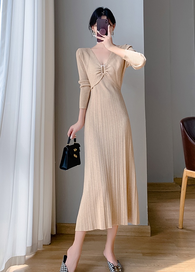 Autumn and winter dress France style long dress for women
