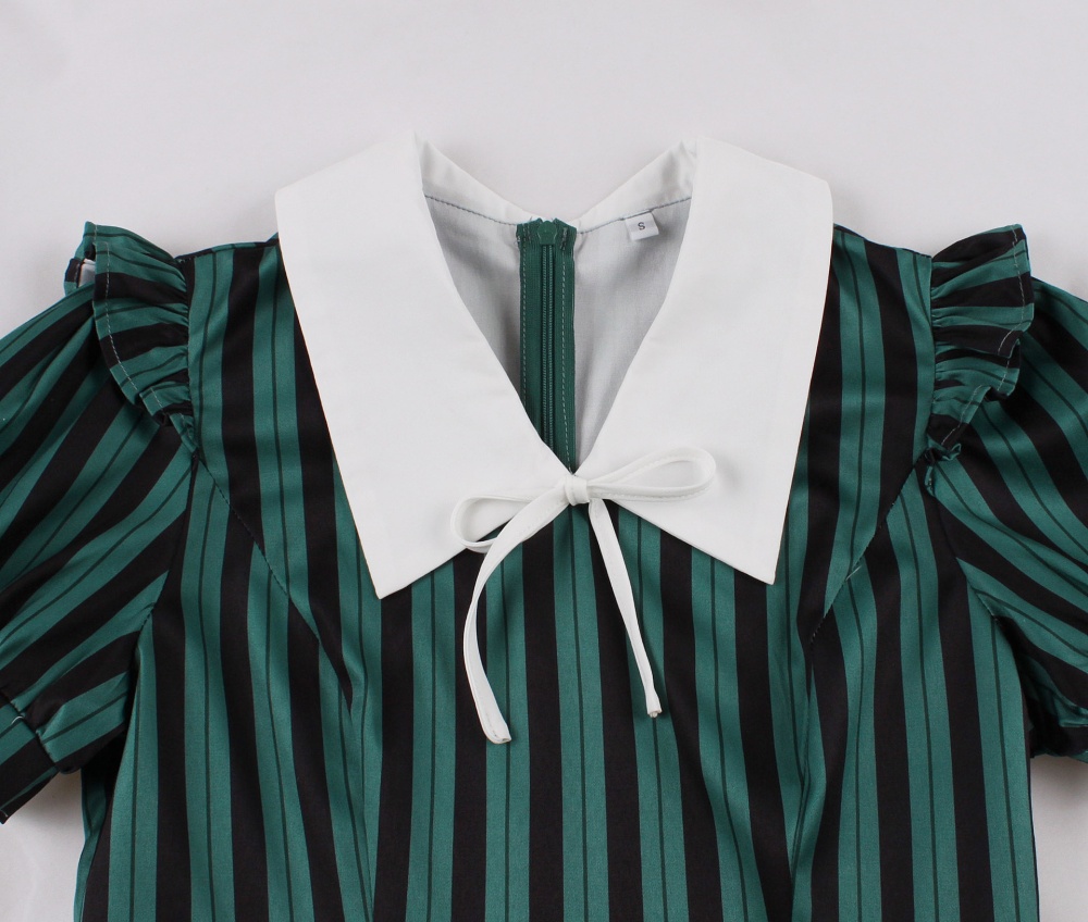 Temperament stripe lapel dress short sleeve retro shirt