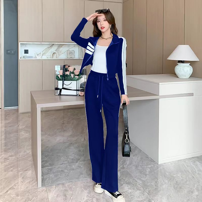 Autumn fashion sports tops knitted slim Casual long pants a set