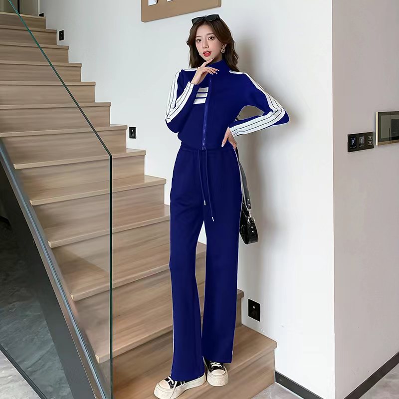 Autumn fashion sports tops knitted slim Casual long pants a set