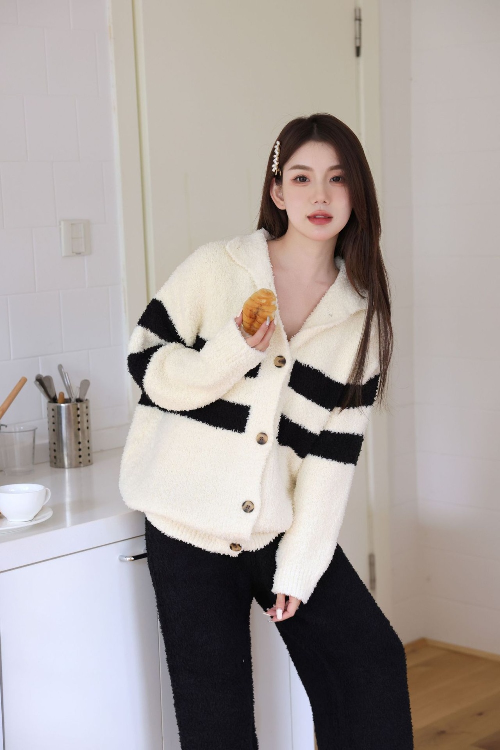 Sweet hooded cardigan soft pajamas a set for women