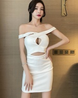 Temperament flat shoulder wrapped chest dress slim sexy T-back
