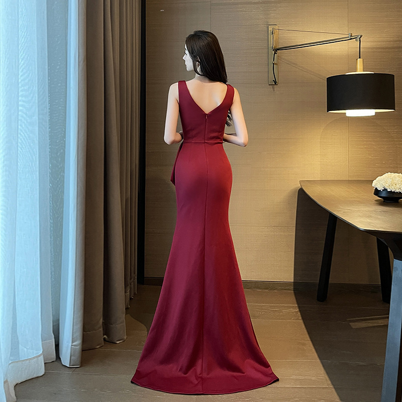 Temperament preside split long dress sexy model dress for women
