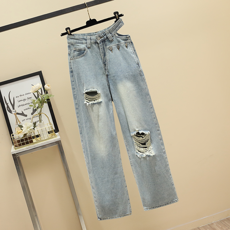 American style loose jeans straight wide leg pants