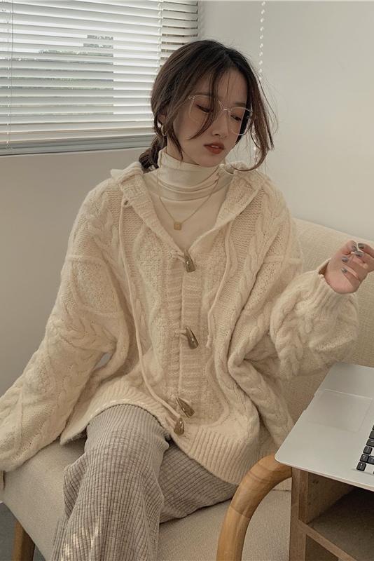 Lazy long coat gray sweater for women