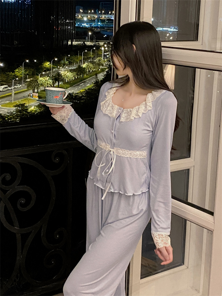 Long sleeve homewear France style pajamas for women