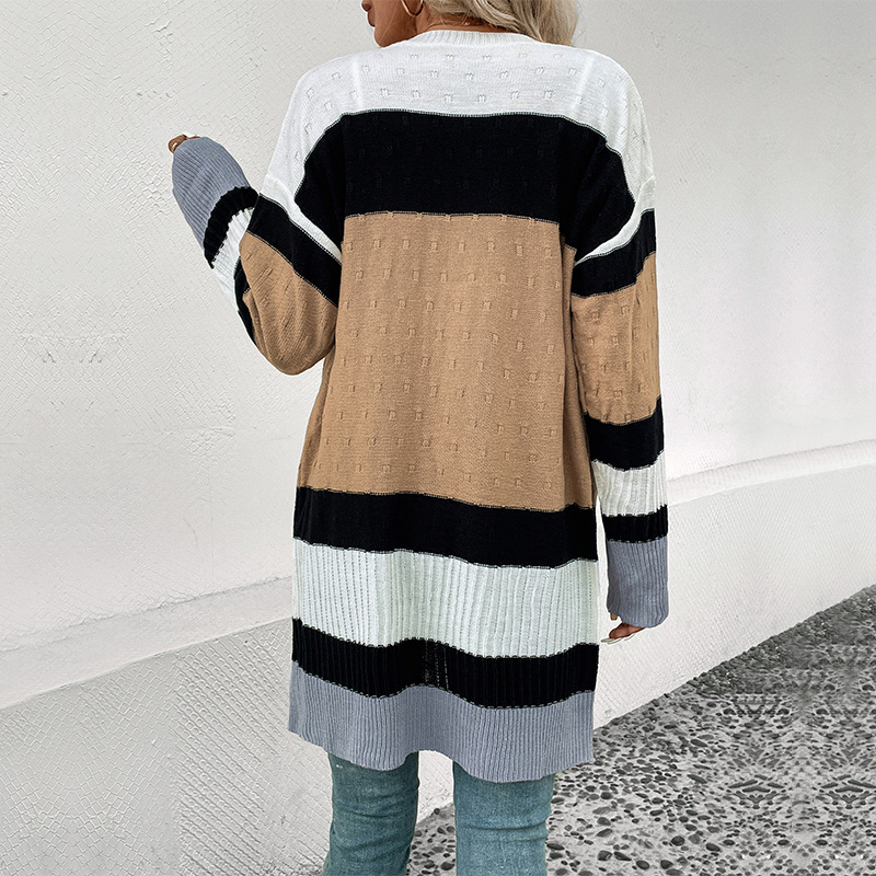 Autumn and winter European style sweater mixed colors cardigan