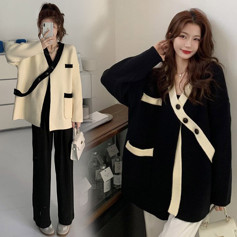 Autumn and winter large yard sweater buckle coat