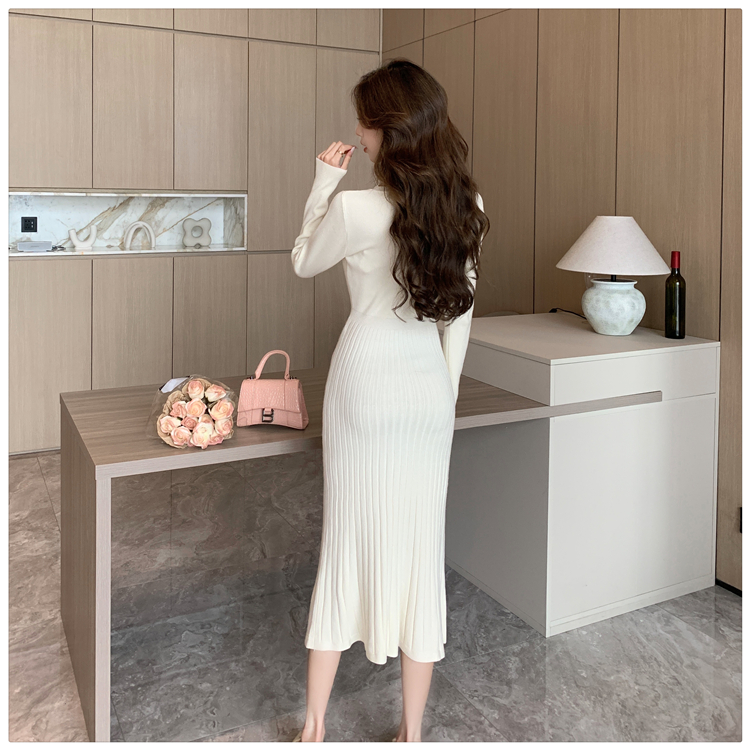 Casual inside the ride sweater knitted long dress