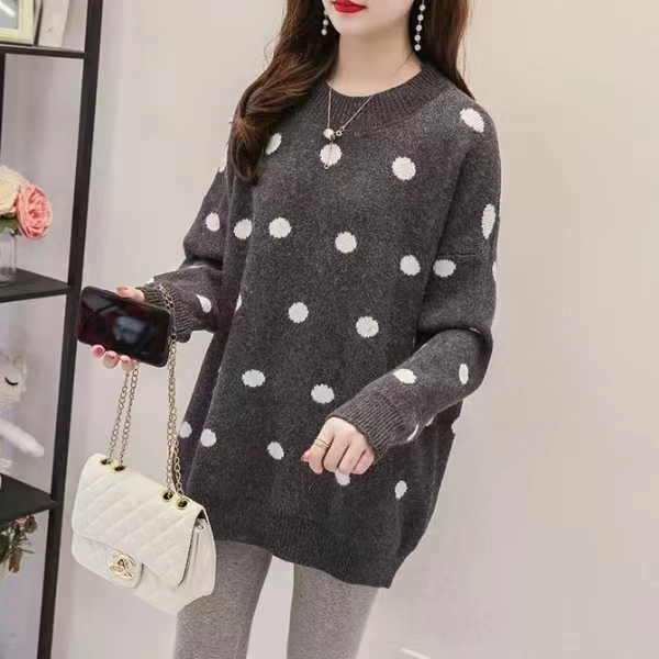 Student polka dot loose retro sweater for women