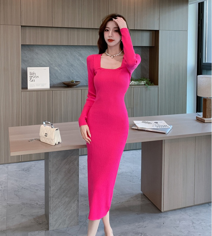 Pinched waist slim bottoming dress for women