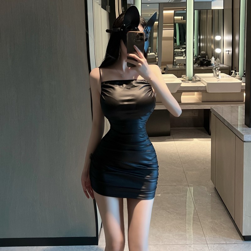 Fashion spicegirl slim sexy leatherette dress for women