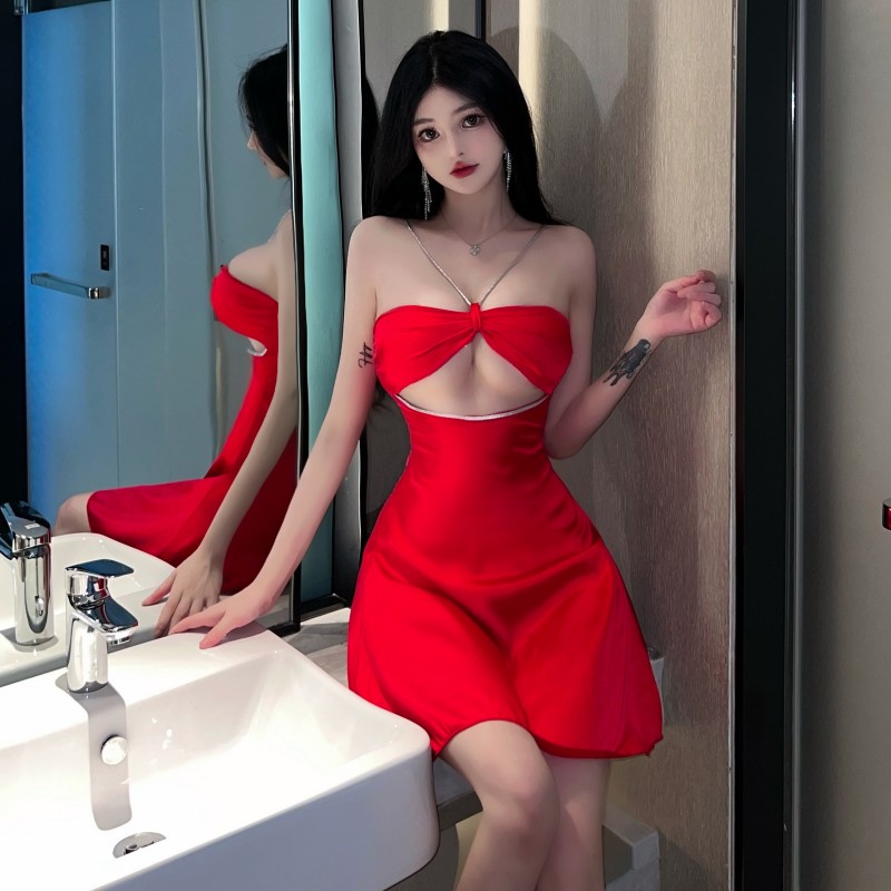 Red sling dress sexy spicegirl formal dress for women