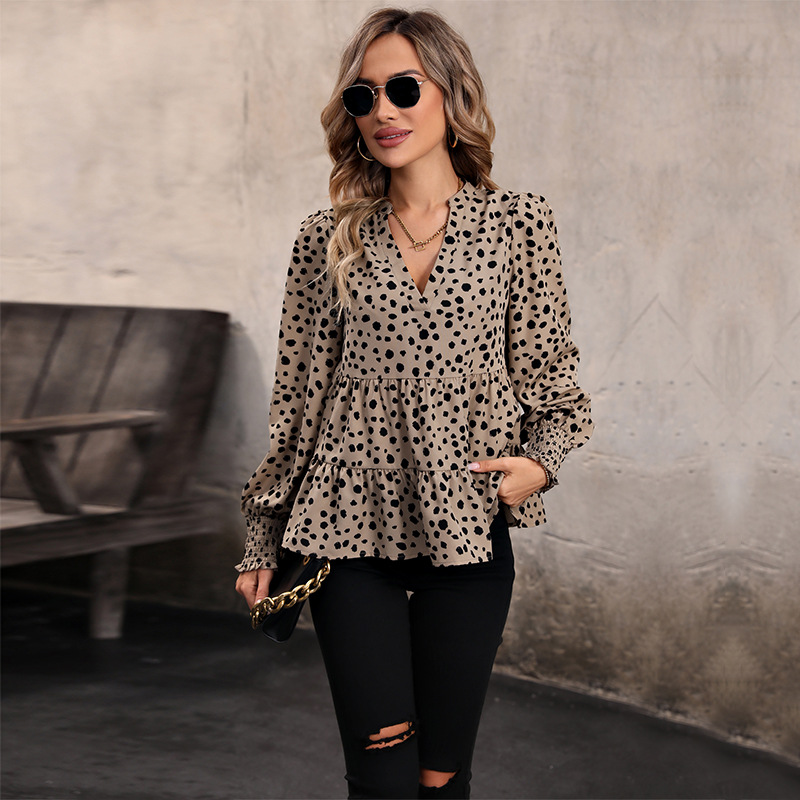 Autumn fashion European style leopard shirt