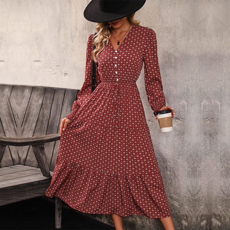 Long sleeve autumn European style fashion dress