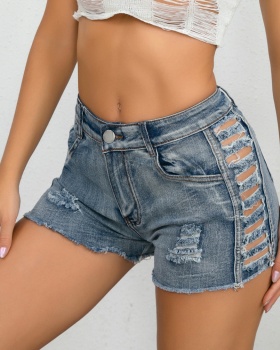 Sexy holes large yard Casual denim short jeans for women