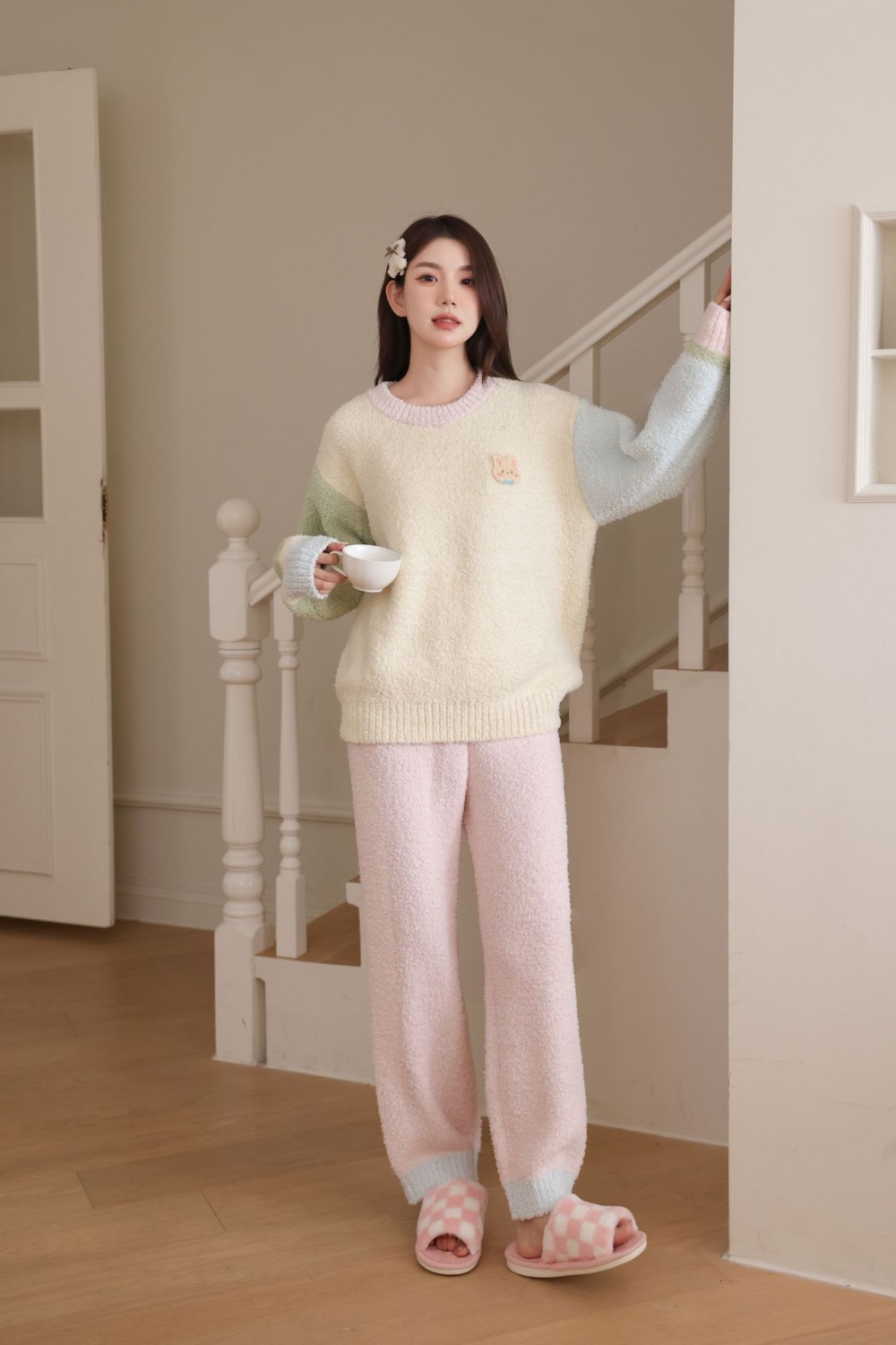 Coral velvet homewear plus velvet pajamas a set for women