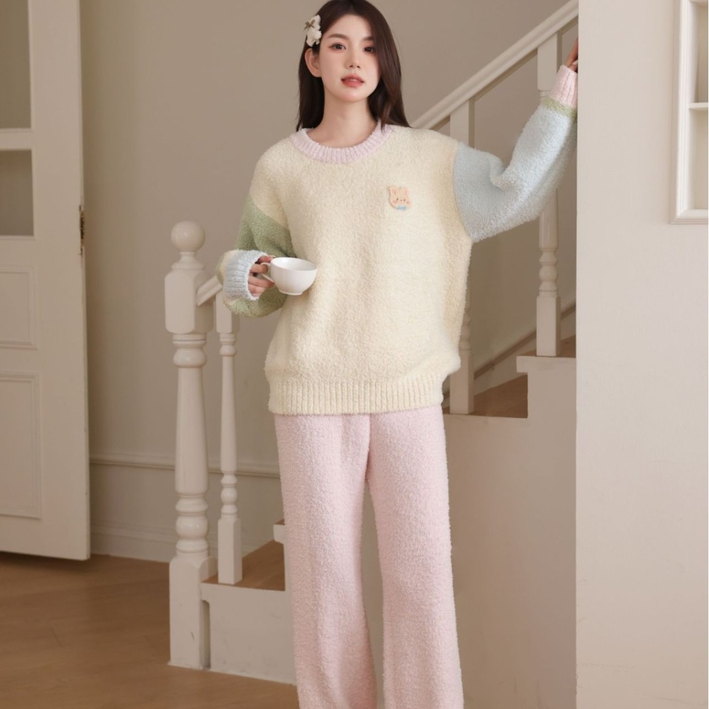 Coral velvet homewear plus velvet pajamas a set for women