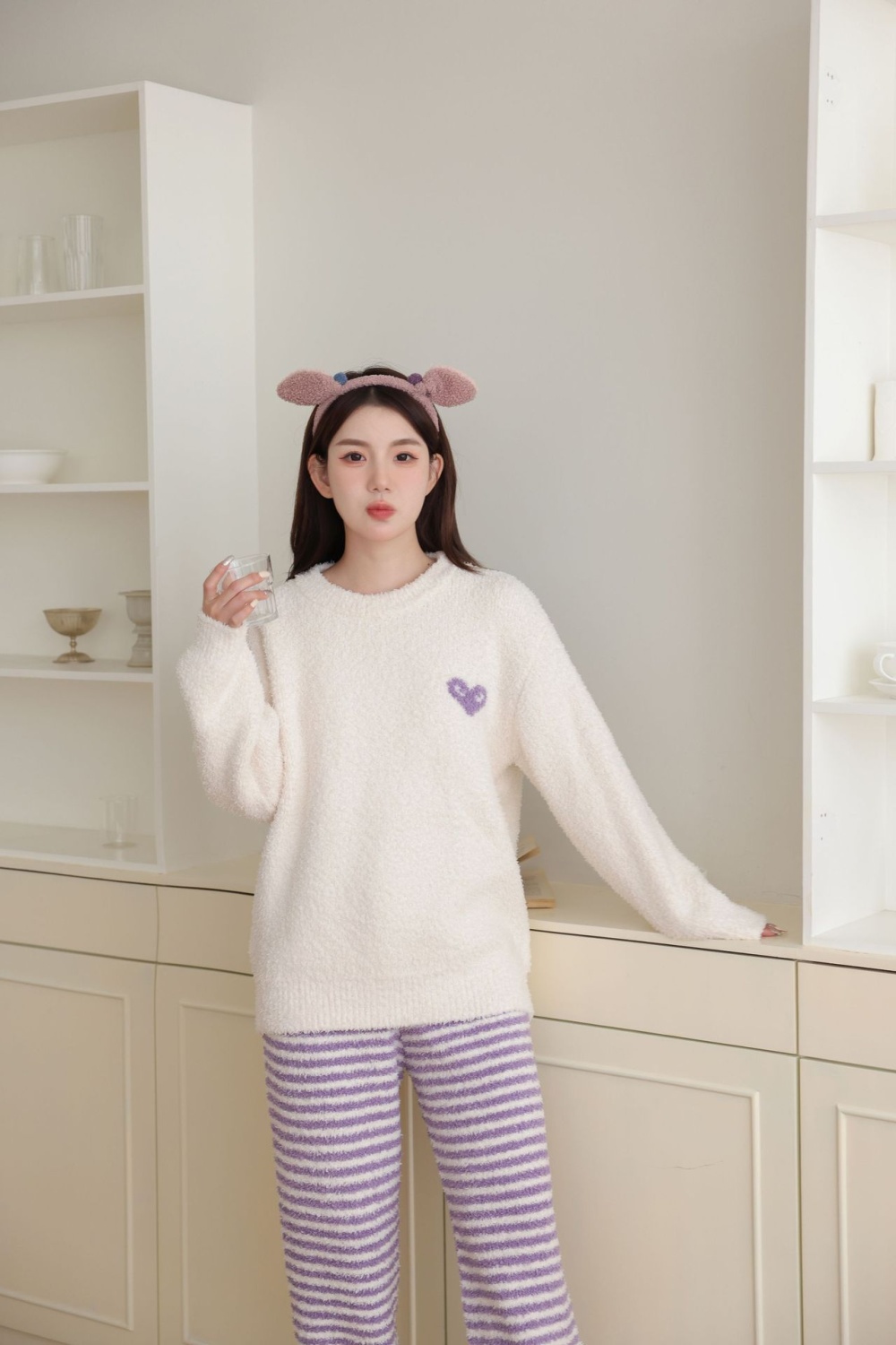Thermal coral velvet simple pajamas for women