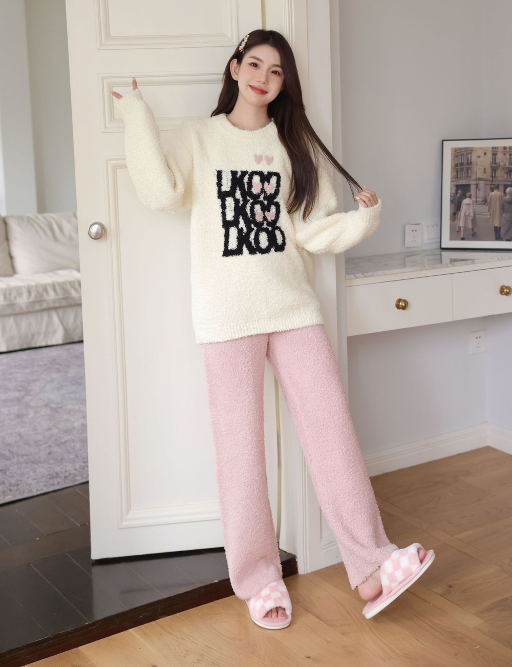 Girl winter Korean style thick pajamas a set for women