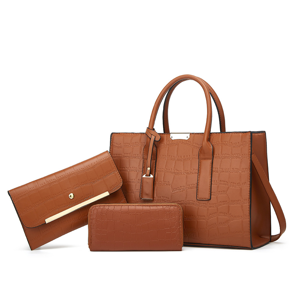 Fashion handbag crocodile composite bag 3pcs set