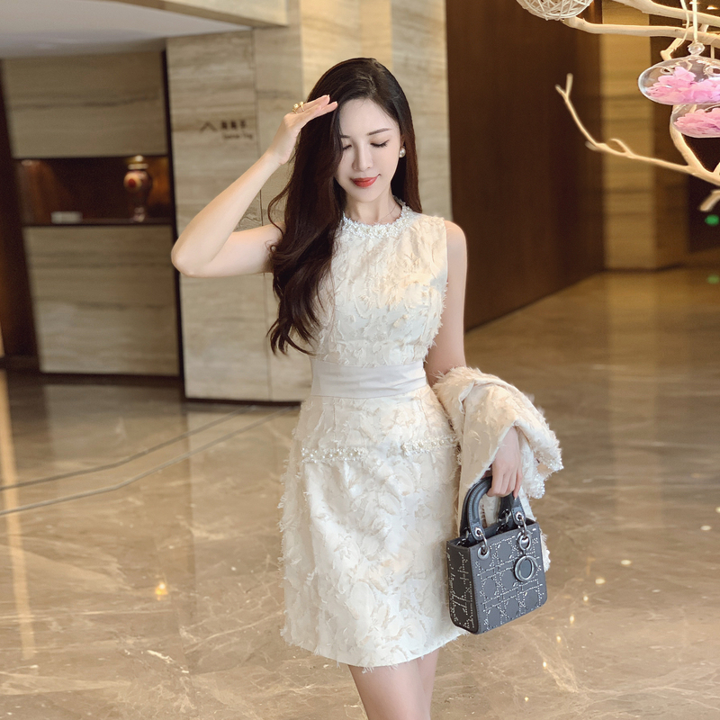 Fashion and elegant dress sleeveless jacket 2pcs set