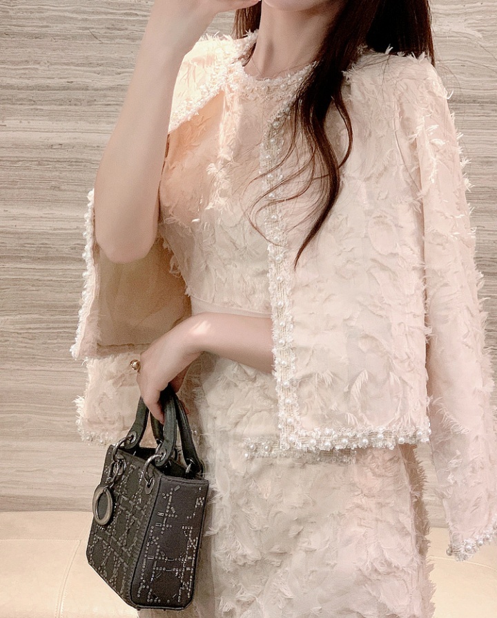 Fashion and elegant dress sleeveless jacket 2pcs set