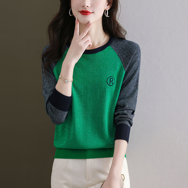 Thin mixed colors bottoming shirt Western style tops