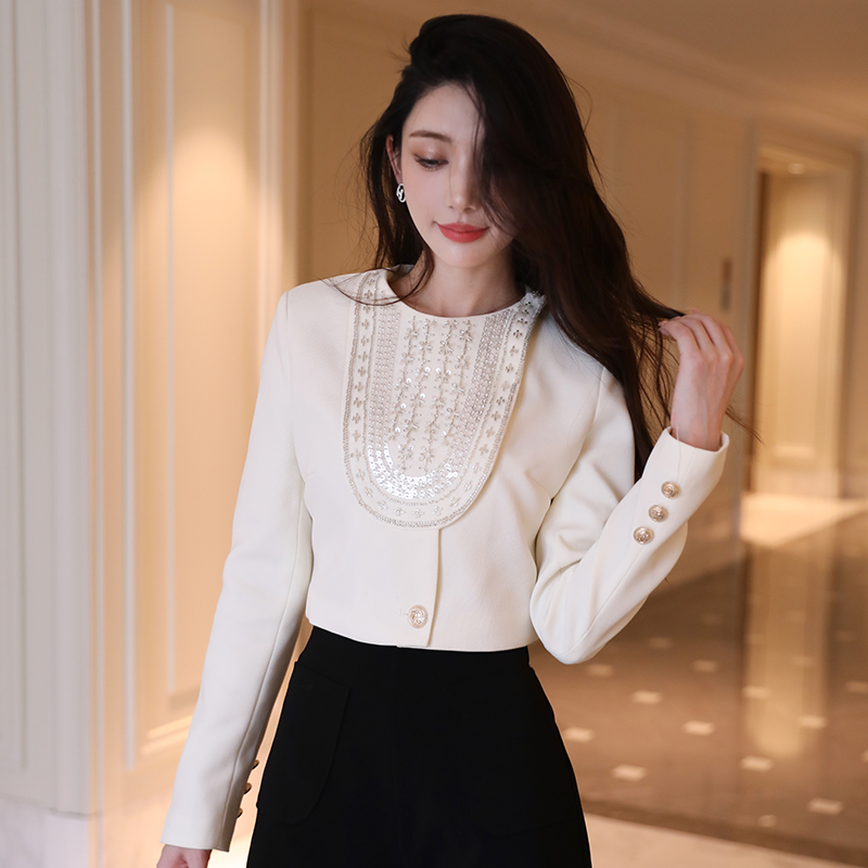Fashion and elegant sequins tops mosaic shirt for women