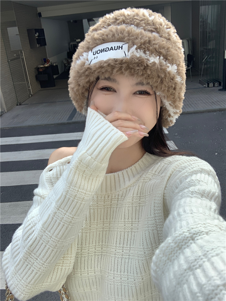 Plush hat autumn and winter wool cap for women