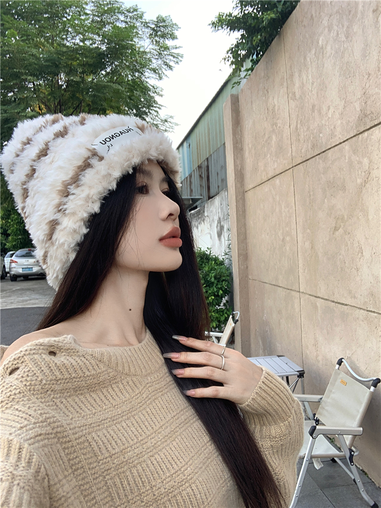 Plush hat autumn and winter wool cap for women