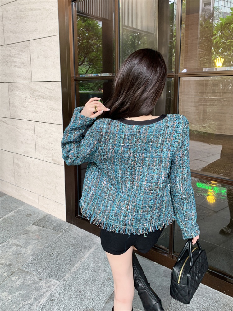 Coarse flower spring and autumn coat for women