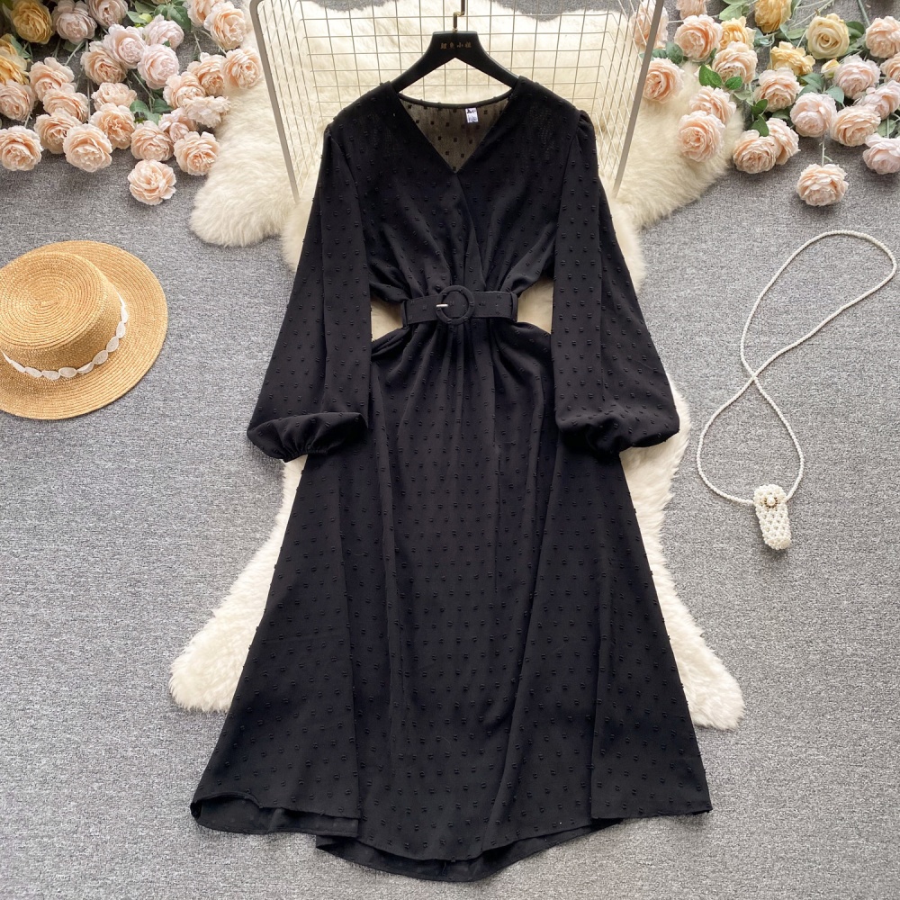 Drape pinched waist dress big skirt long dress for women