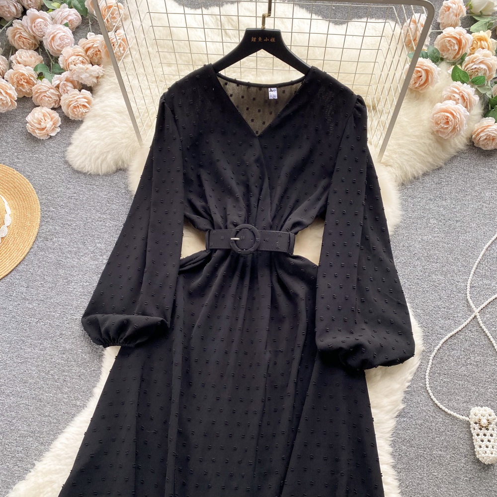 Drape pinched waist dress big skirt long dress for women