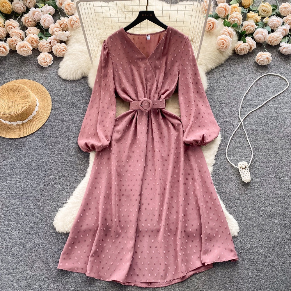 Drape pinched waist dress big skirt long dress for women