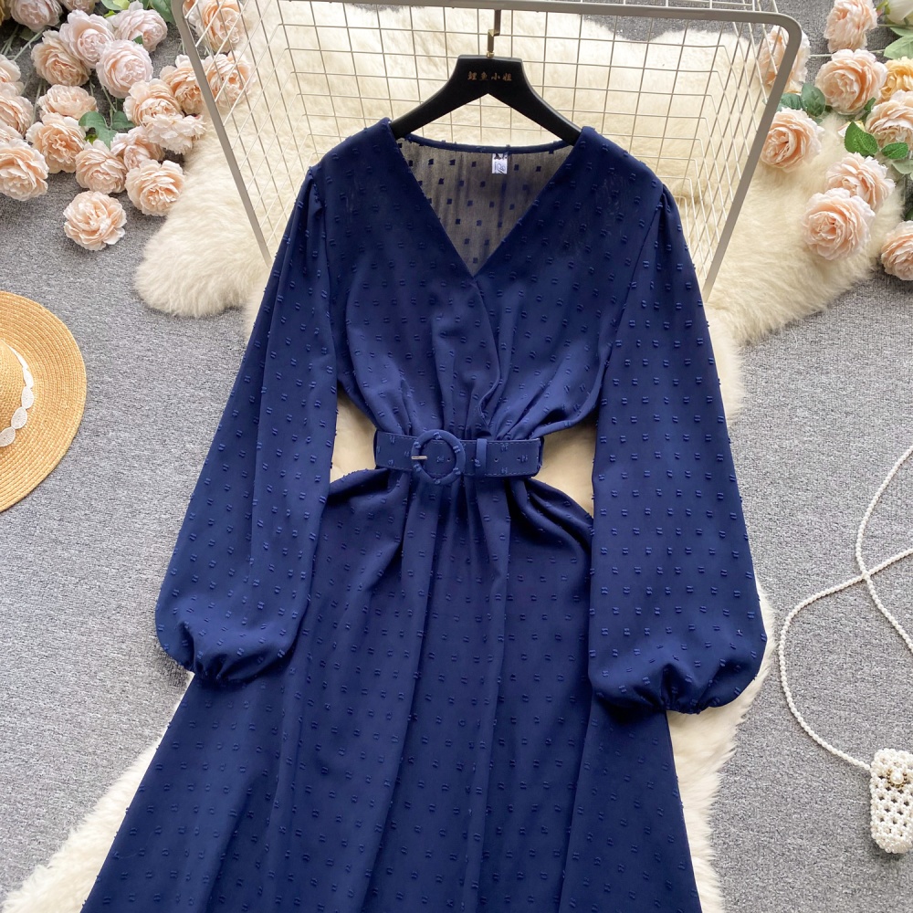 Drape pinched waist dress big skirt long dress for women