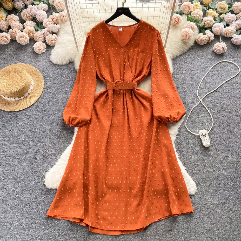 Drape pinched waist dress big skirt long dress for women