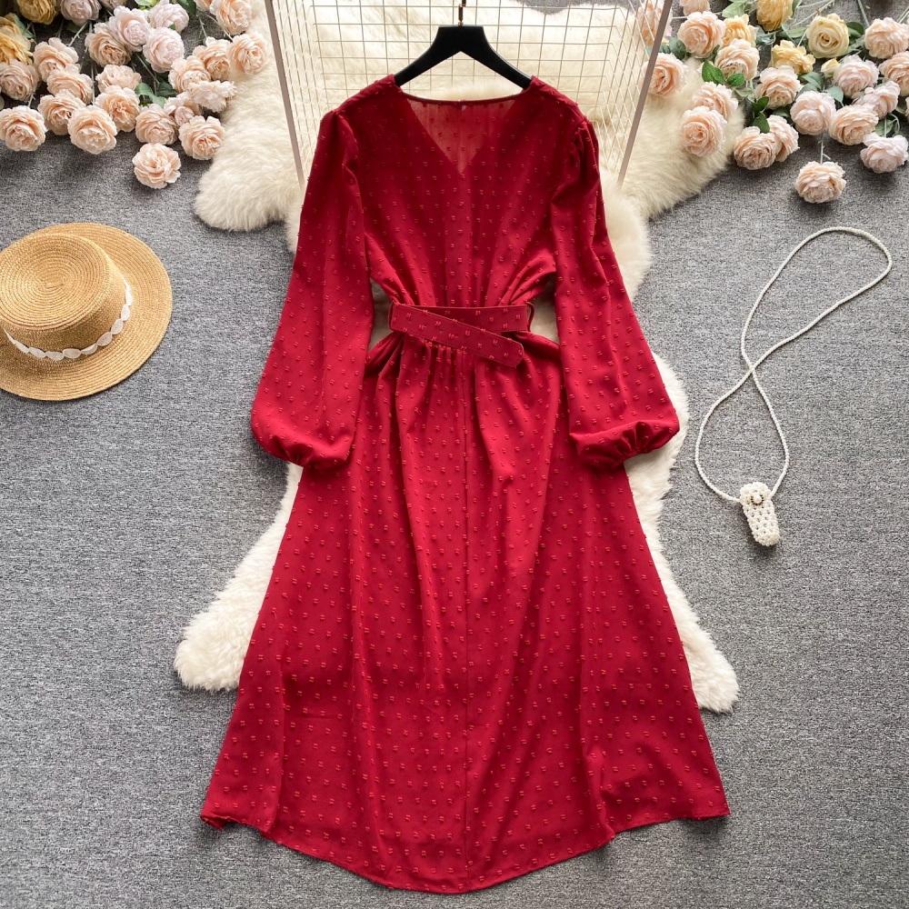 Drape pinched waist dress big skirt long dress for women