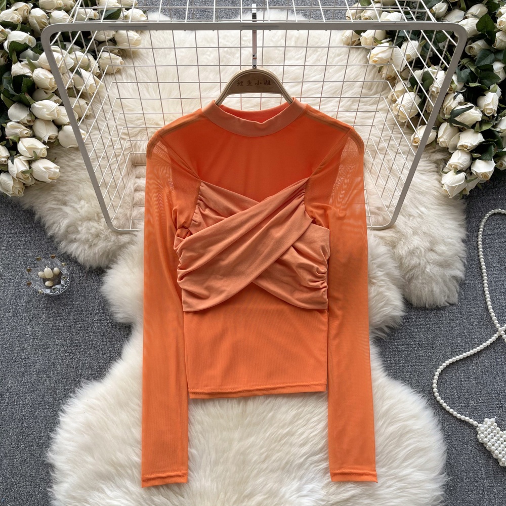 Long sleeve light luxury irregular T-shirt autumn niche tops