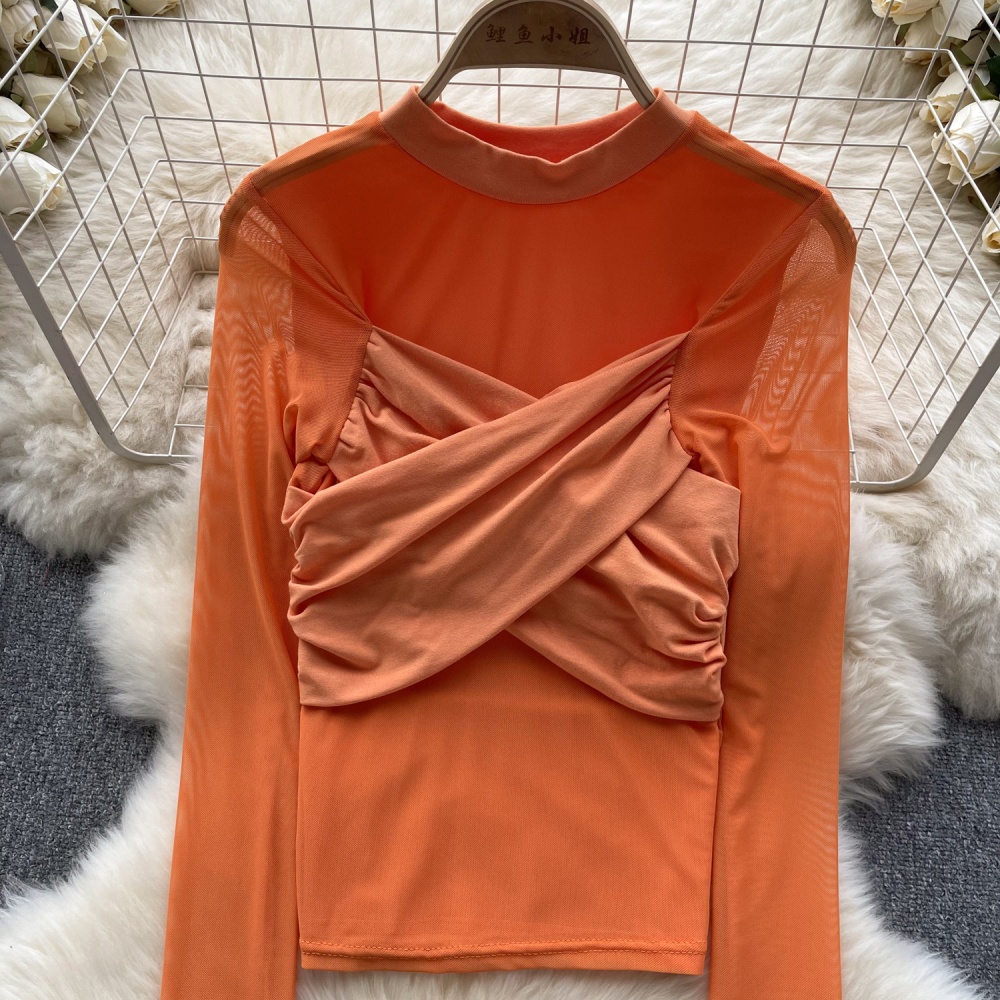 Long sleeve light luxury irregular T-shirt autumn niche tops