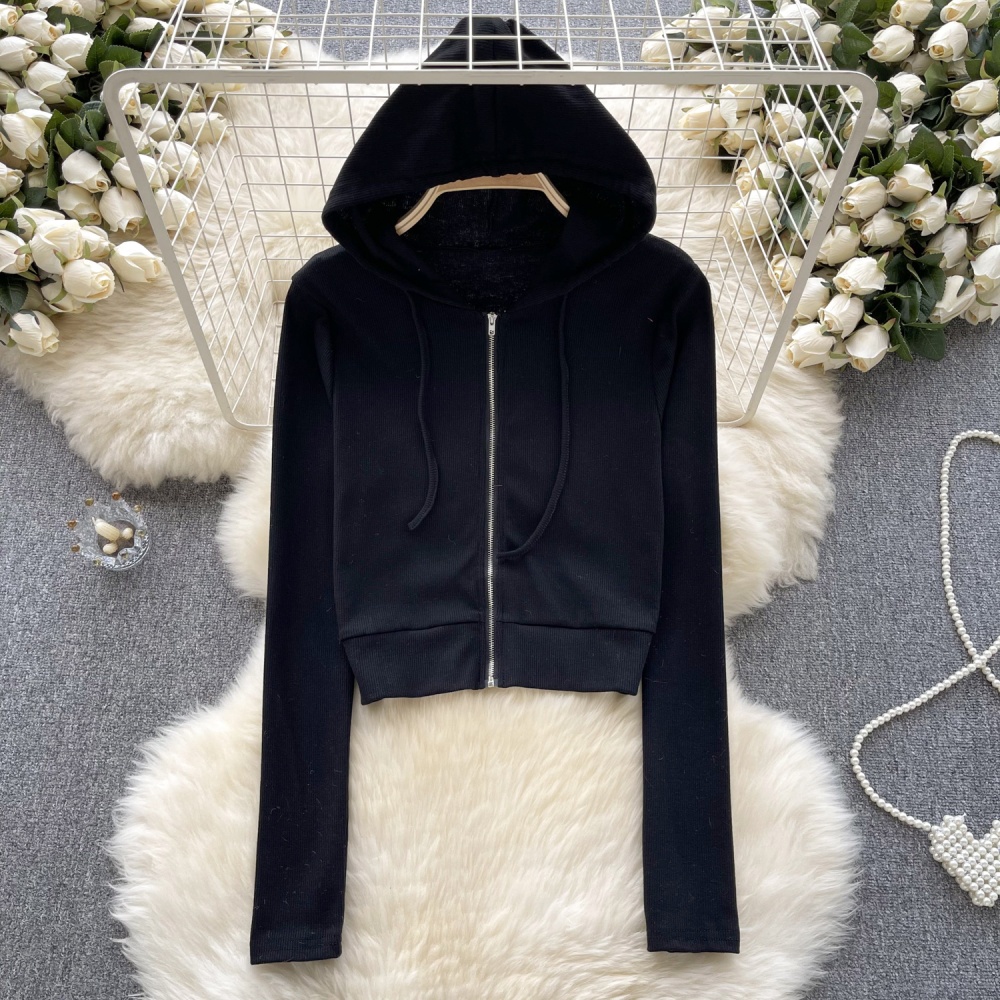 Long sleeve hooded cardigan slim Casual tops for women