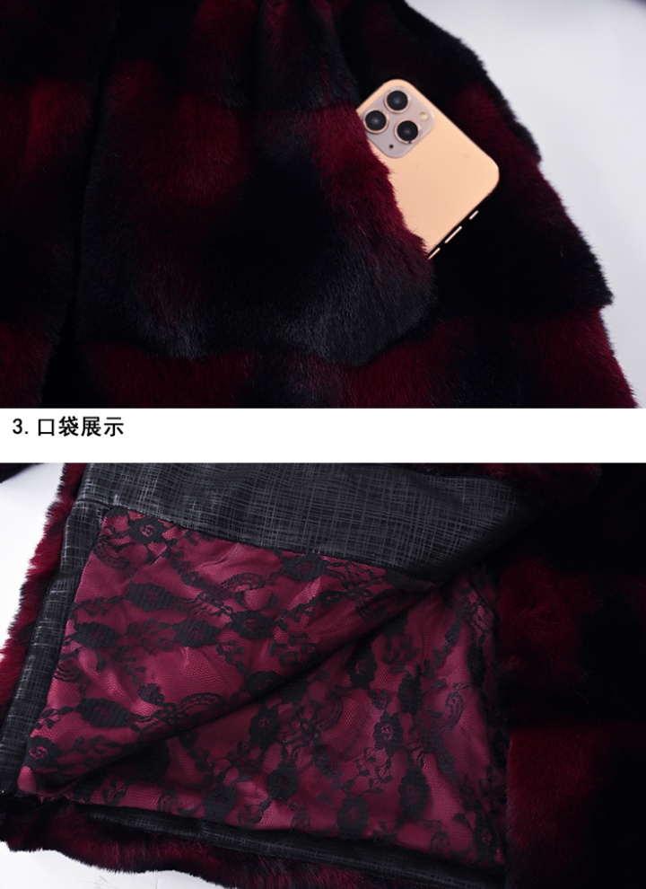 Winter long overcoat mink cstand collar fur coat for women